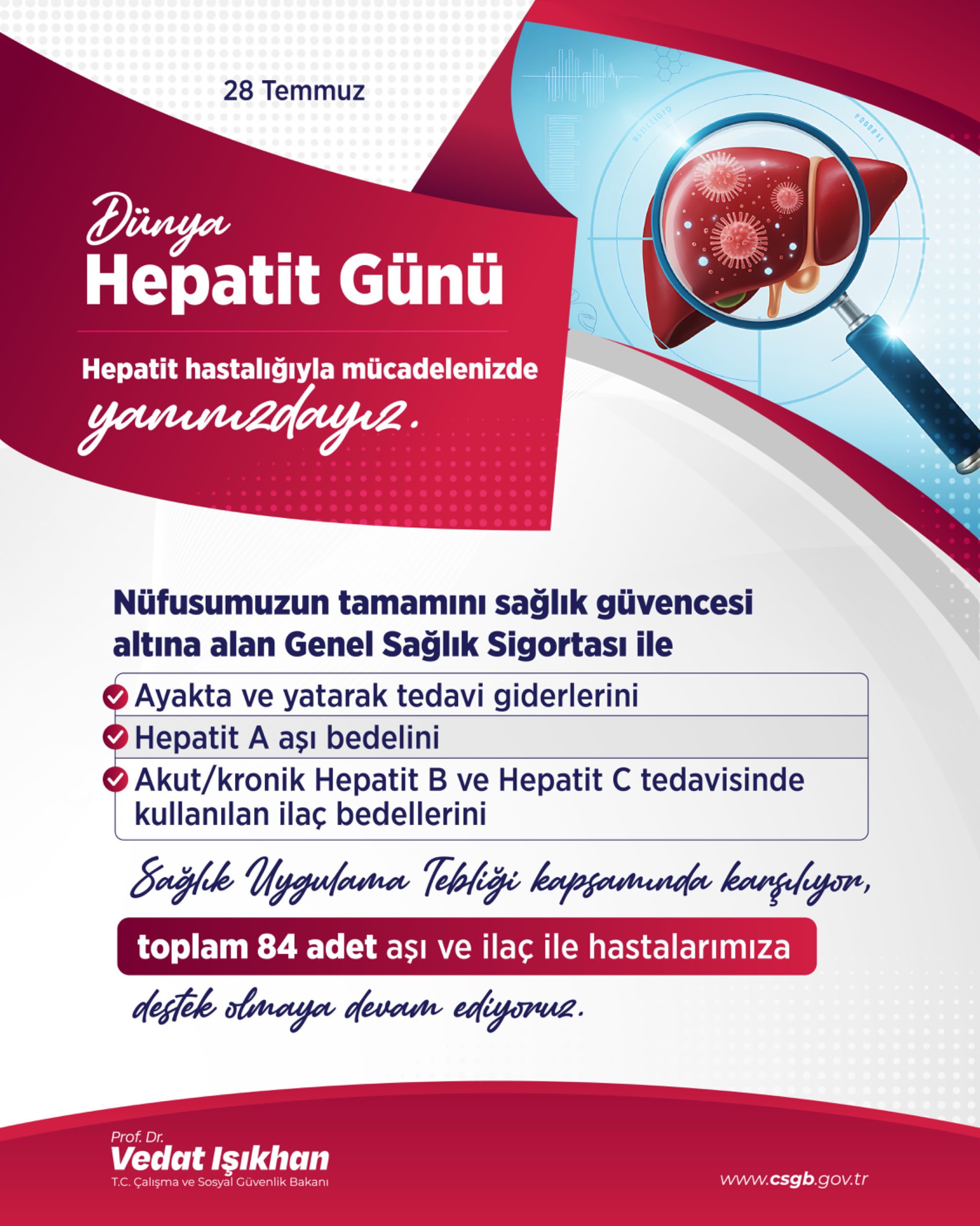 Bakan Işıkhan: Hepatit Hastalığıyla Mücadele Eden Vatandaşlarımızın Yanındayız