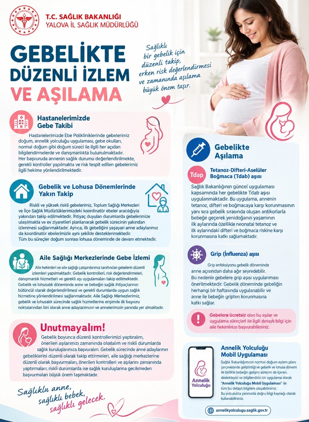 Yalova İl Sağlık Müdürlüğü’nden Gebelikte Takip Ve Aşı Çağrısı
