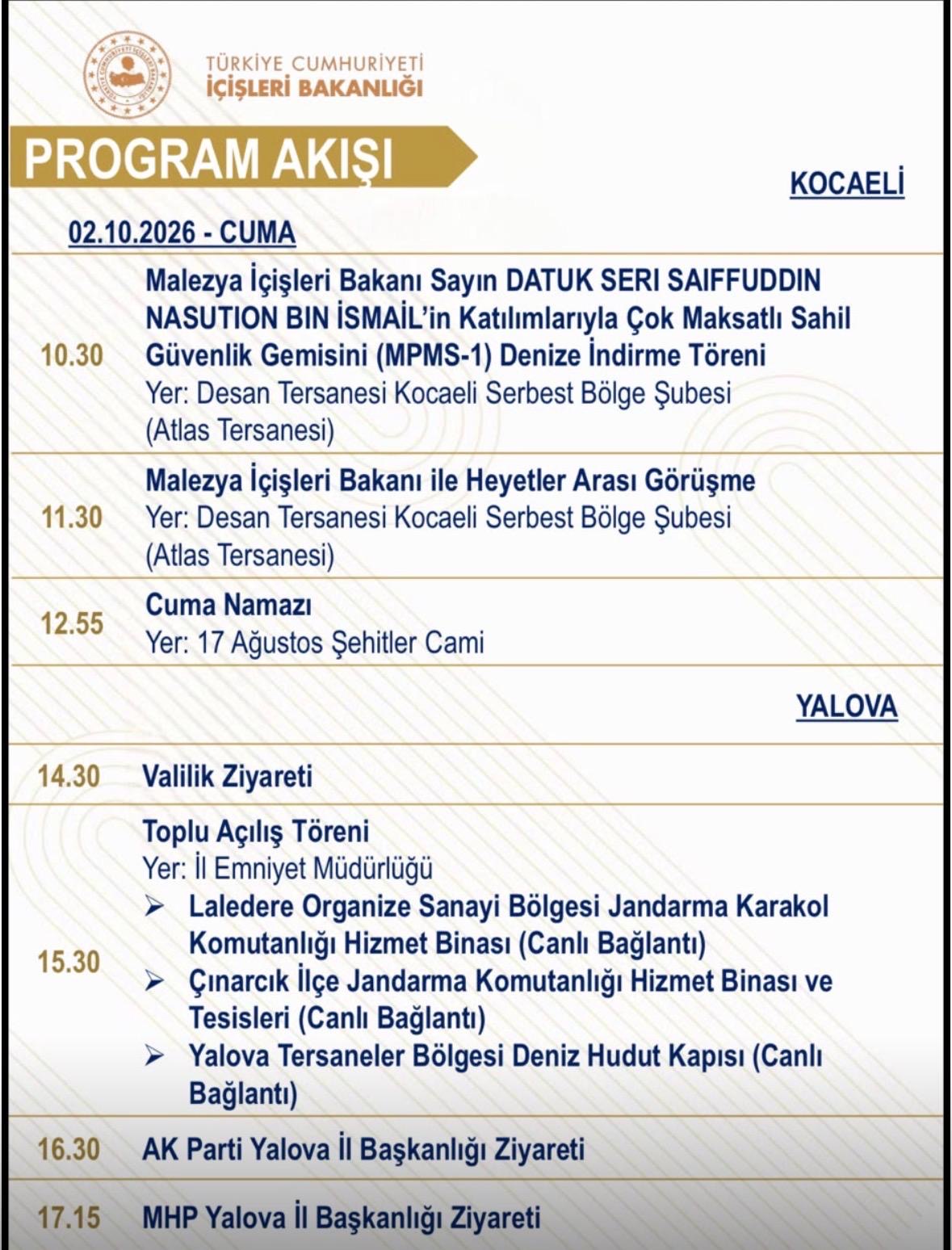 İçişleri Bakanı Mustafa Çiftçi Yarın Kocaeli Ve Yalova’da Temaslarda Bulunacak